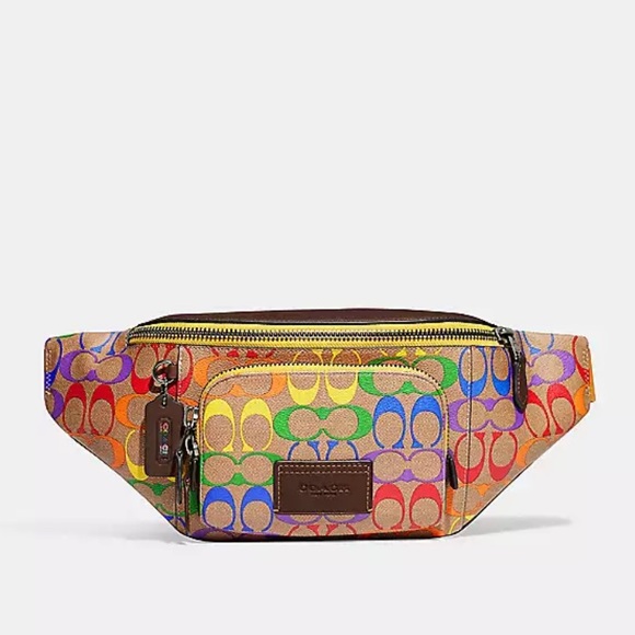 Coach Pride Track Belt Bag In Rainbow Signature Canvas! Like new ! - Picture 9 of 12